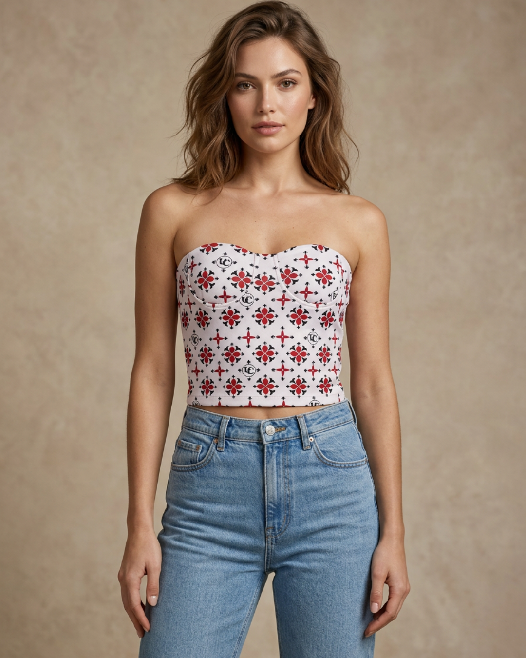 Unique Choice Strapless Printed Crop Top for Women Stylish Bustier Tube Top Floral Design Slim Fit Party Wear Corset Style Top
