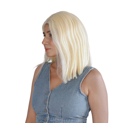 Unique Choice 5x5 613 Blonde Middle Part Straight Wig – 100% Raw Human Hair, Glueless Invisible HD Lace, 180% Density (12 Inch)