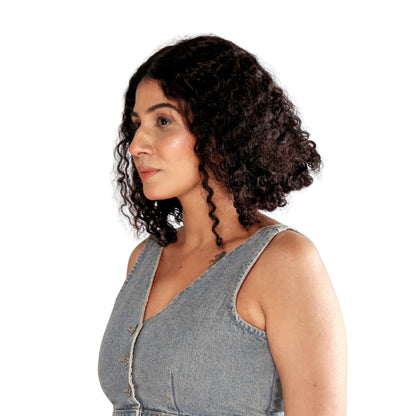 Unique Choice 5x5 Bob Wig Fumi Curly – 100% Raw Human Hair, Glueless Invisible HD Lace, 180% Density (Black, 12 Inch)