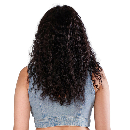 Unique Choice 5x5 Water Wave HD Lace Closure Wig – 100% Human Hair, Glueless Invisible HD Lace, 180% Density (Black)