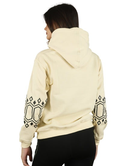 Unique Choice Women’s Black Printed Hoodie with Warm Soft Fabric Long Sleeves Stylish Graphic Sleeve Design Adjustable Hood and Front Kangaroo Pocket for Daily Comfort Wear