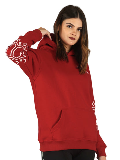 Unique Choice Women’s Black Printed Hoodie with Warm Soft Fabric Long Sleeves Stylish Graphic Sleeve Design Adjustable Hood and Front Kangaroo Pocket for Daily Comfort Wear
