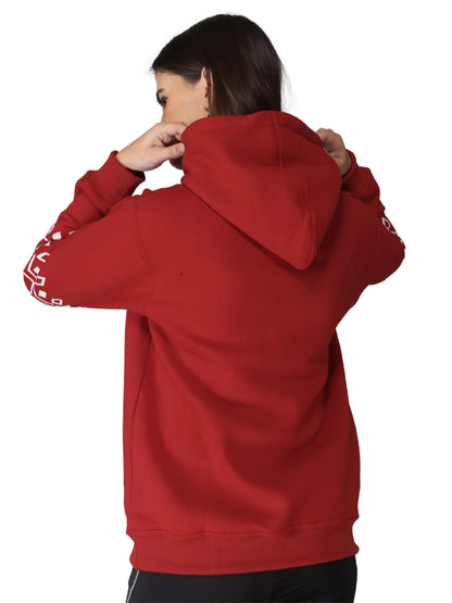 Unique Choice Women’s Black Printed Hoodie with Warm Soft Fabric Long Sleeves Stylish Graphic Sleeve Design Adjustable Hood and Front Kangaroo Pocket for Daily Comfort Wear