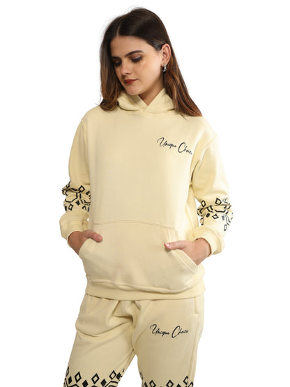 Unique Choice Premium Unisex Fleece Hoodie & Jogger Set – Cozy Street Fit Co-Ord, Everyday Comfort Wear, Beige Red Black