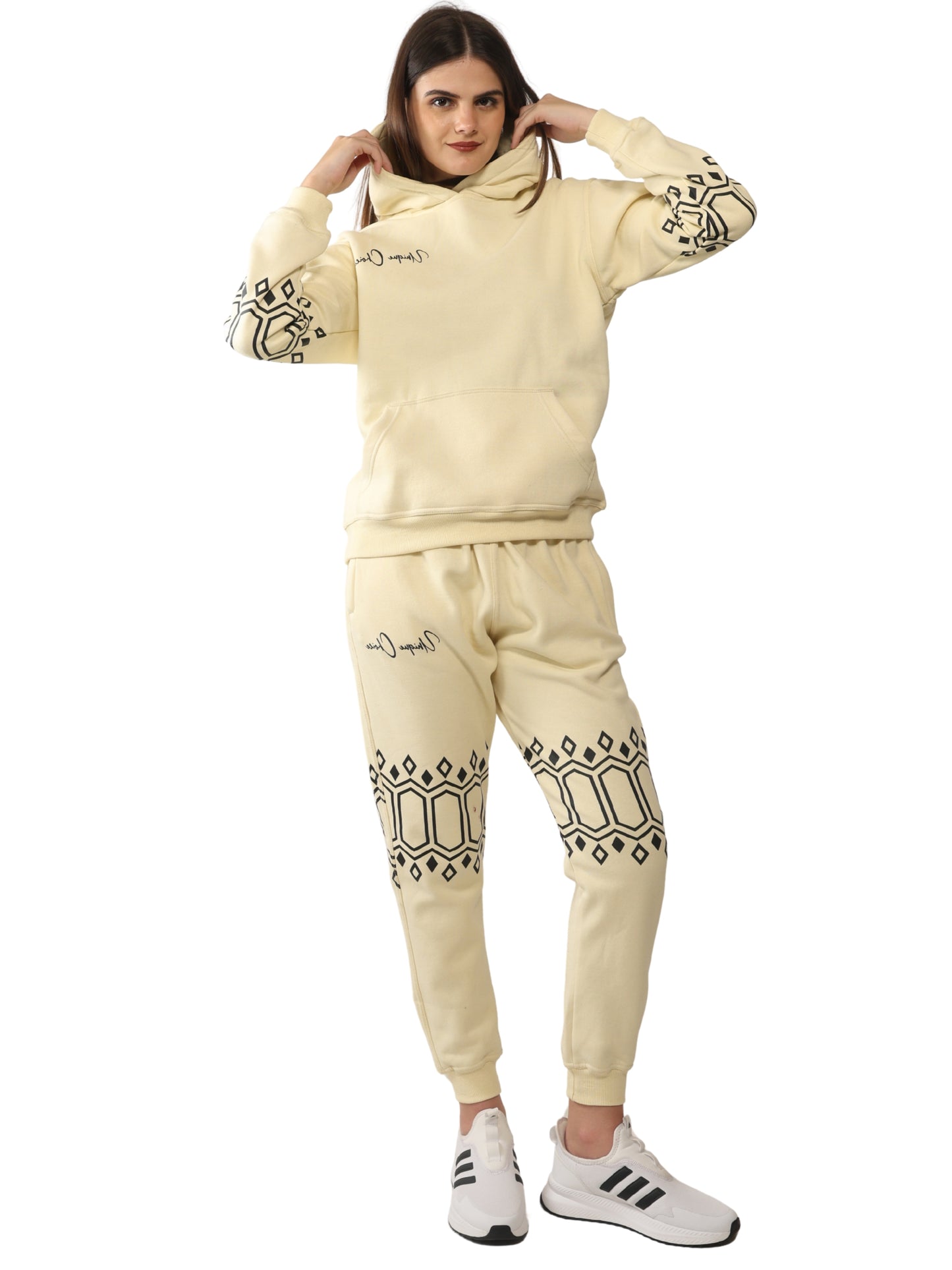 Unique Choice Premium Unisex Fleece Hoodie & Jogger Set – Cozy Street Fit Co-Ord, Everyday Comfort Wear, Beige Red Black