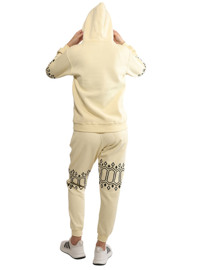 Unique Choice Premium Unisex Fleece Hoodie & Jogger Set – Cozy Street Fit Co-Ord, Everyday Comfort Wear, Beige Red Black