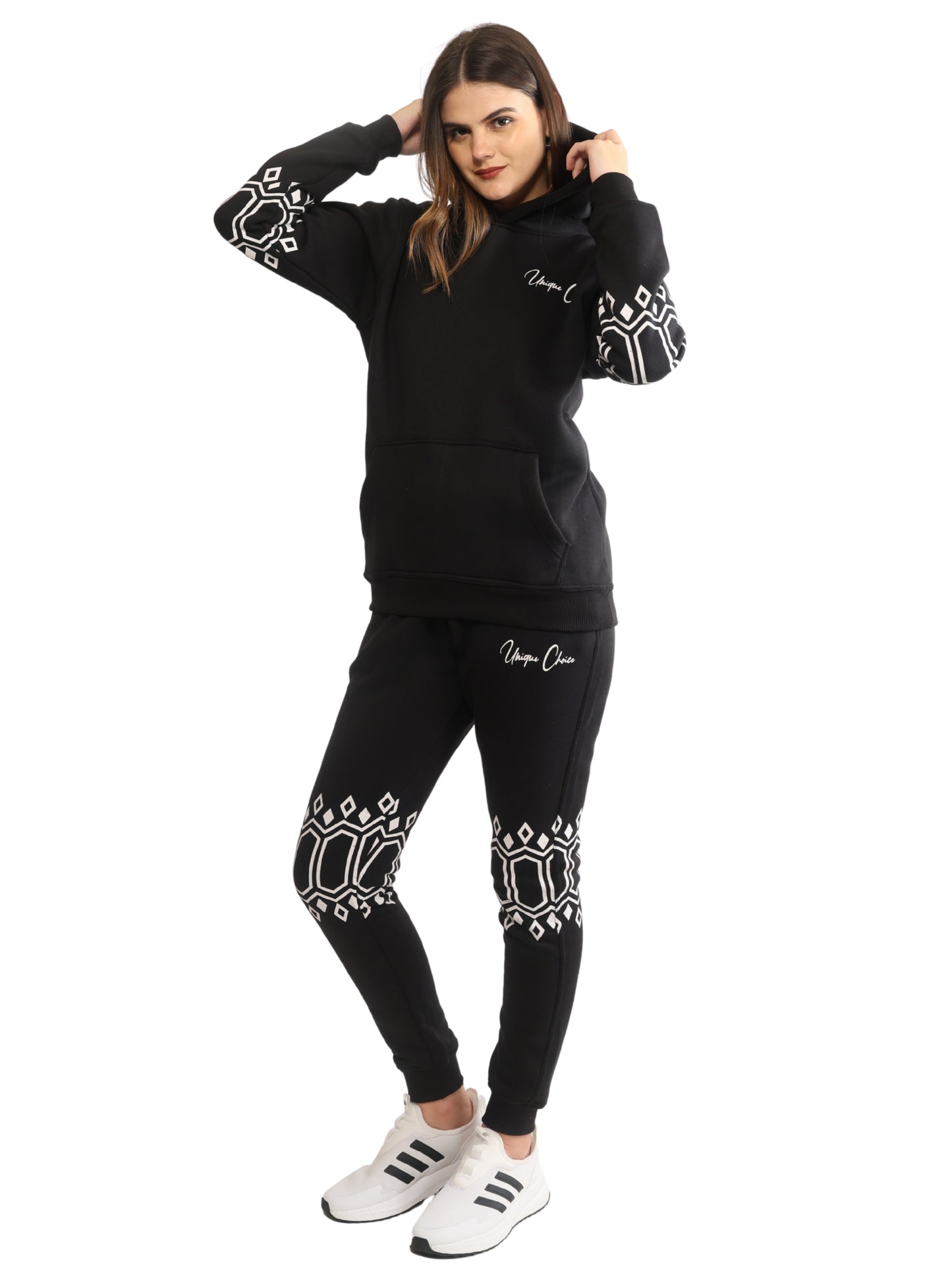 Unique Choice Premium Unisex Fleece Hoodie & Jogger Set – Cozy Street Fit Co-Ord, Everyday Comfort Wear, Beige Red Black