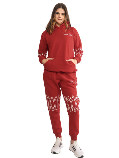 Unique Choice Premium Unisex Fleece Hoodie & Jogger Set – Cozy Street Fit Co-Ord, Everyday Comfort Wear, Beige Red Black