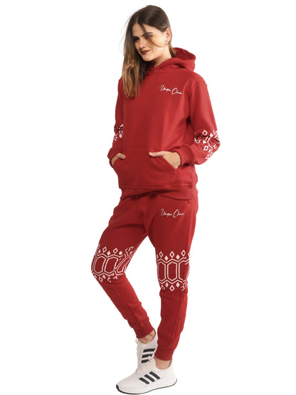 Unique Choice Premium Unisex Fleece Hoodie & Jogger Set – Cozy Street Fit Co-Ord, Everyday Comfort Wear, Beige Red Black