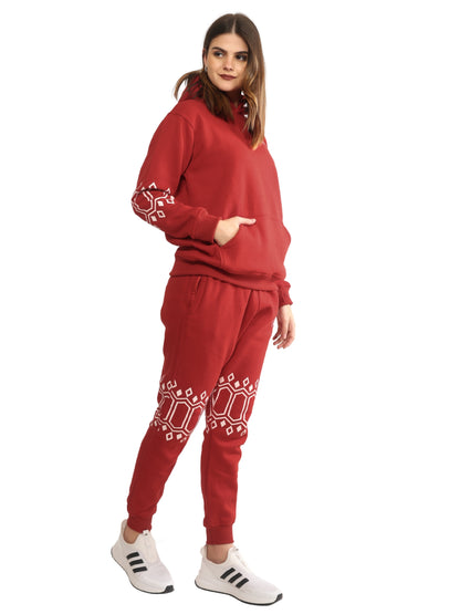 Unique Choice Premium Unisex Fleece Hoodie & Jogger Set – Cozy Street Fit Co-Ord, Everyday Comfort Wear, Beige Red Black