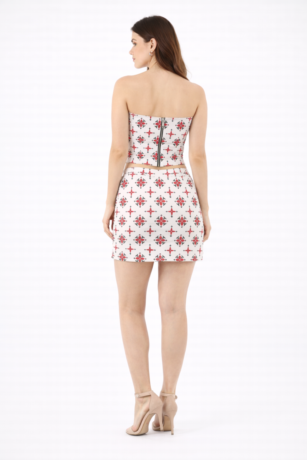 Unique Choice Women’s Strapless Floral Print Crop Top and Mini Skirt Two-Piece Set – Slim Fit Stylish Summer Party Outfit XS,S,M,L