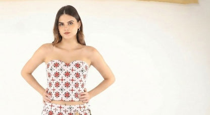 Unique Choice Strapless Printed Crop Top for Women Stylish Bustier Tube Top Floral Design Slim Fit Party Wear Corset Style Top