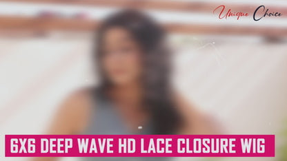 Unique Choice 5x5 Deep Wave HD Lace Closure Wig – 100% Human Hair, Glueless Invisible HD Lace, 180% Density (Black)